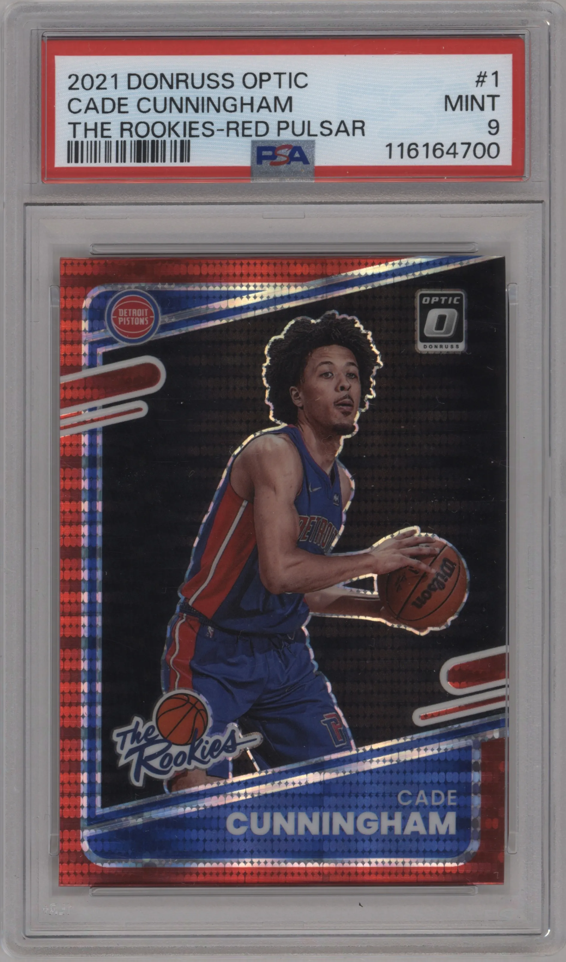2021 Panini Donruss Optic The Rookies Cade Cunningham Red Pulsar PSA 9