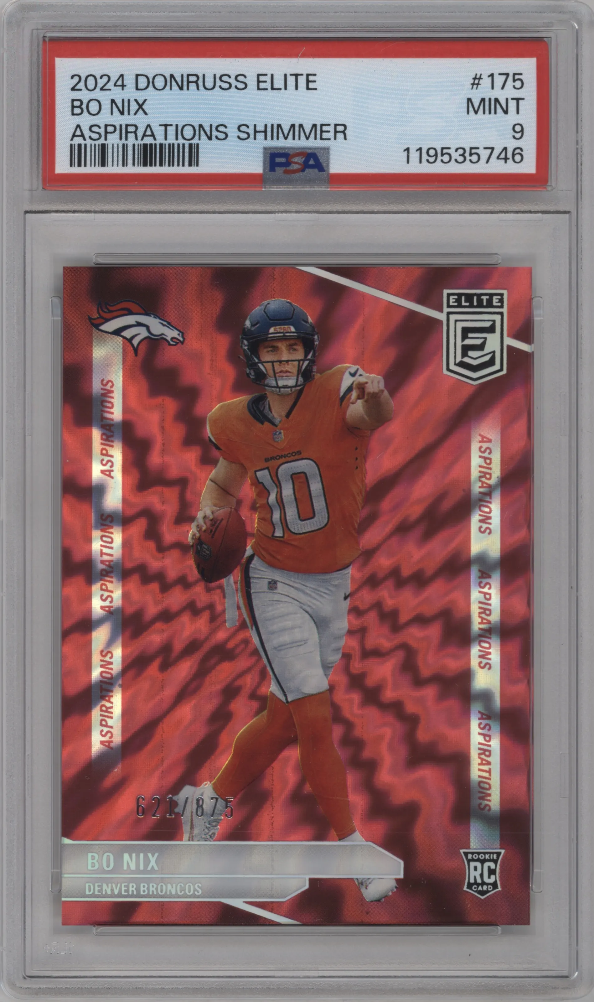 2024 Panini Donruss Elite Bo Nix Aspirations Shimmer #175 PSA 9