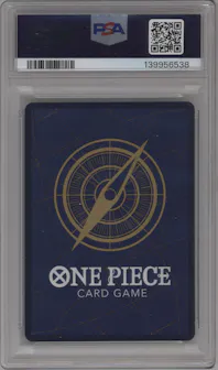Sanji from the 2025 One Piece set featuring a Manga Alt Art parallel graded by PSA and given an overall grade of 10.