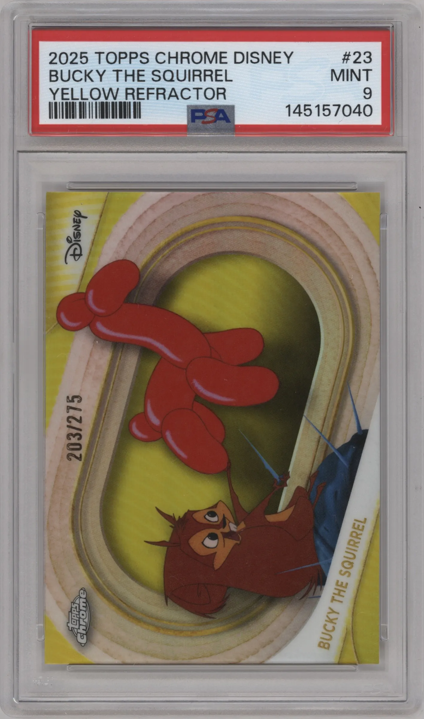2025 Topps Chrome Disney Bucky the Squirrel Yellow #23 PSA 9