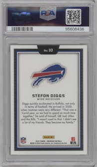 Stefon Diggs from the 2023 Panini Obsidian set graded by PSA and given an overall grade of 10.