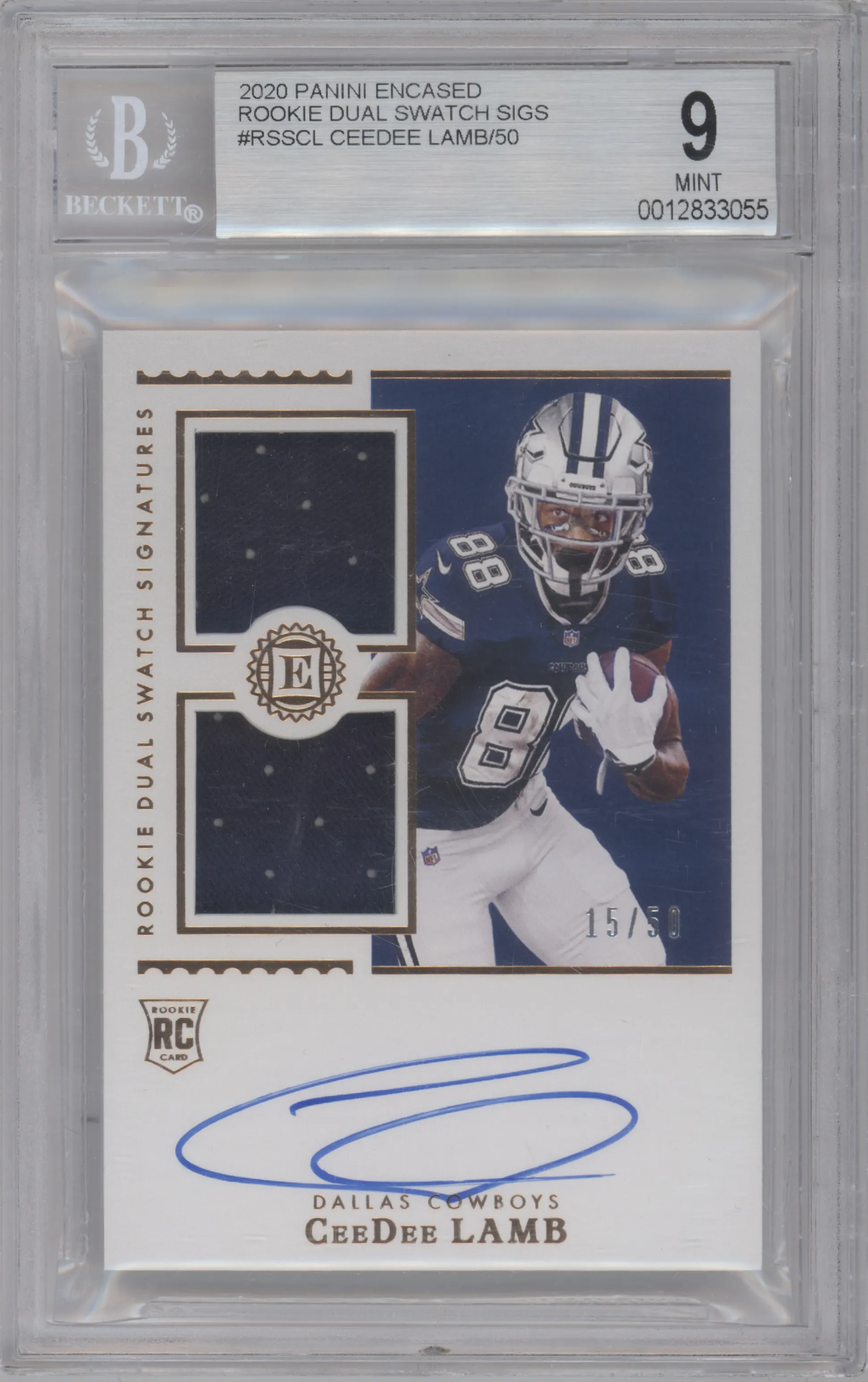 2020 Panini Encased Rke.Dual Swatch Sig. CeeDee Lamb #RSS-CL BGS 9