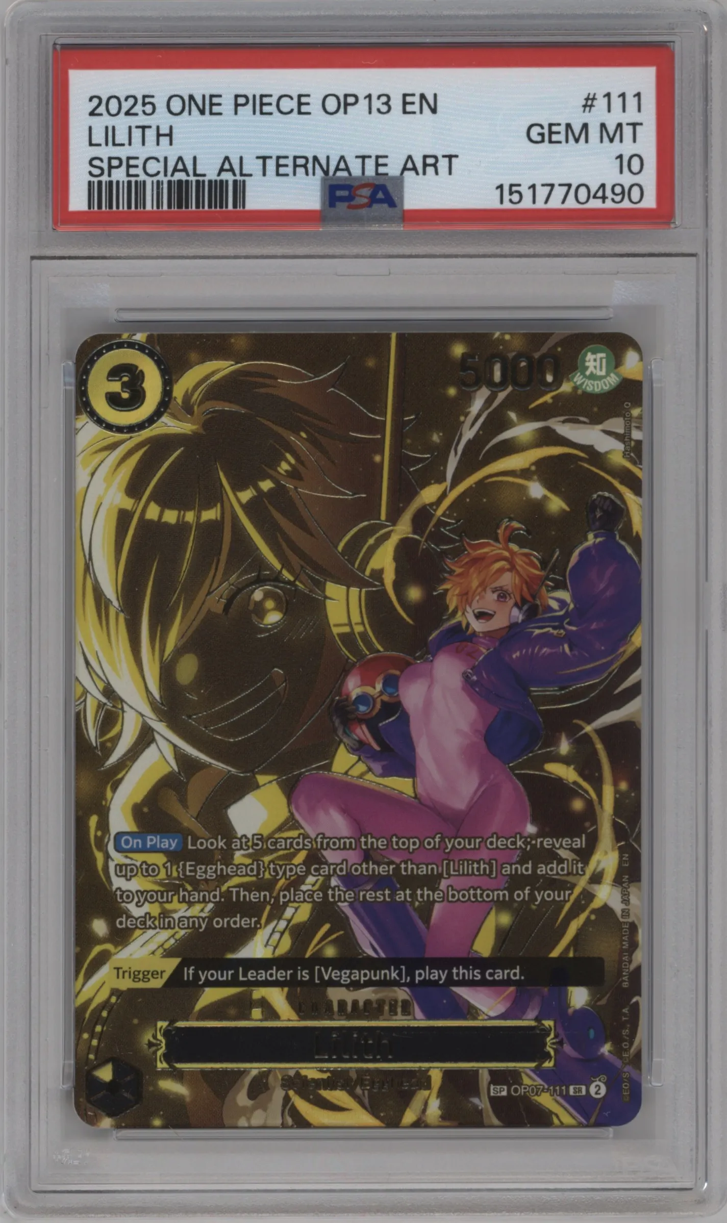 2025 One Piece Carrying On His Will Lilith Alternate Art PSA 10