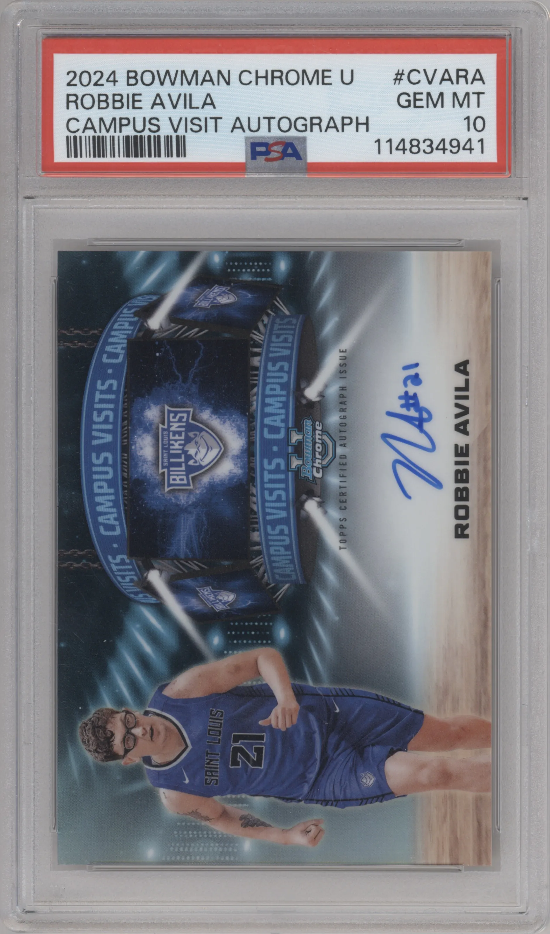 2024 Bowman University Chrome Campus Visit Au. Robbie Avila PSA 10
