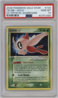 Celebi Gold Star from the 2006 Pokemon EX set graded by PSA and given an overall grade of 10.