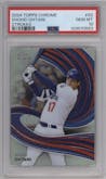 Shohei Ohtani from the 2024 Topps Chrome set graded by PSA and given an overall grade of 10.