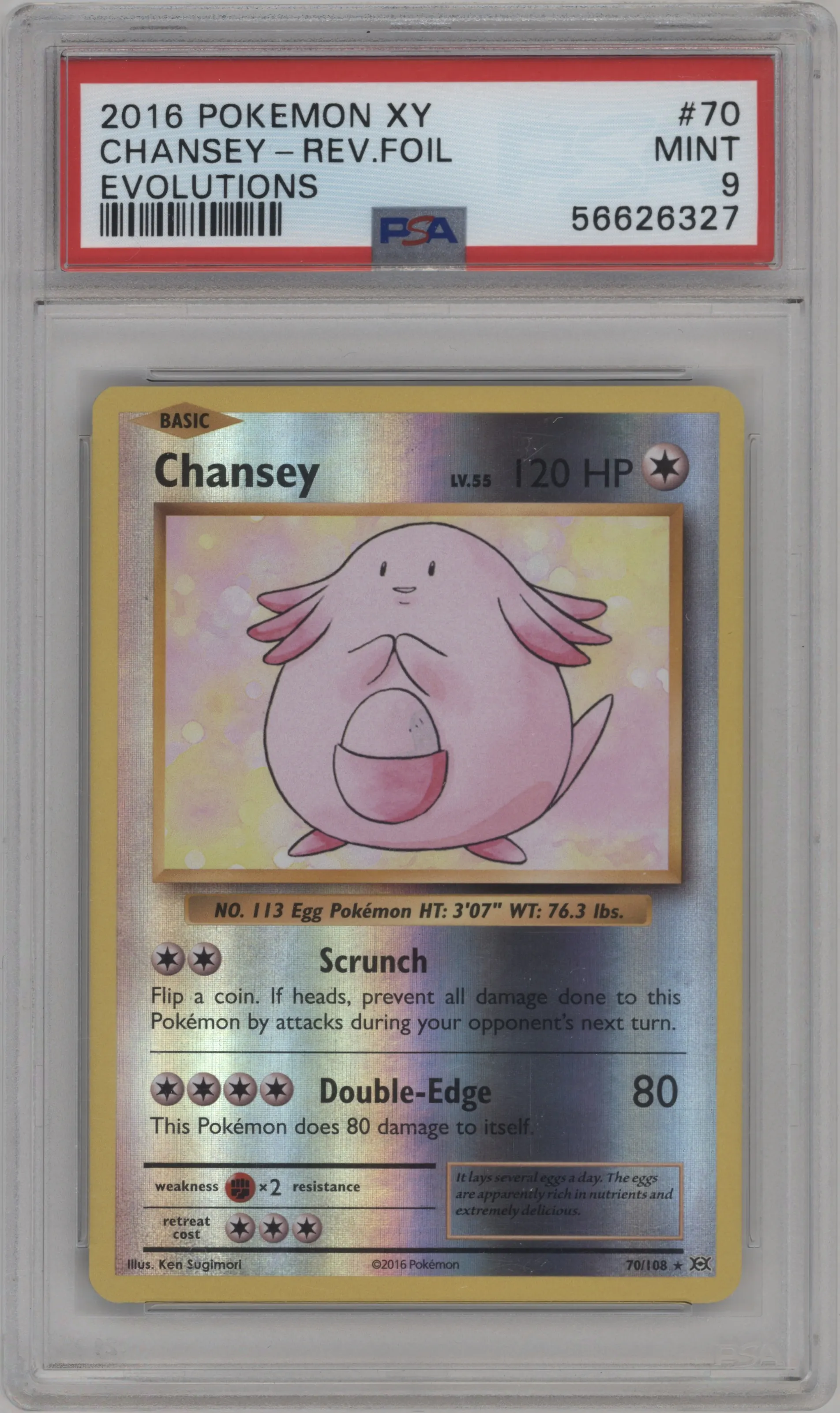 2016 Pokemon XY Evolutions Chansey #70 PSA 9