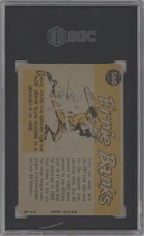 Ernie Banks from the 1960 Topps set graded by SGC and given an overall grade of 7.