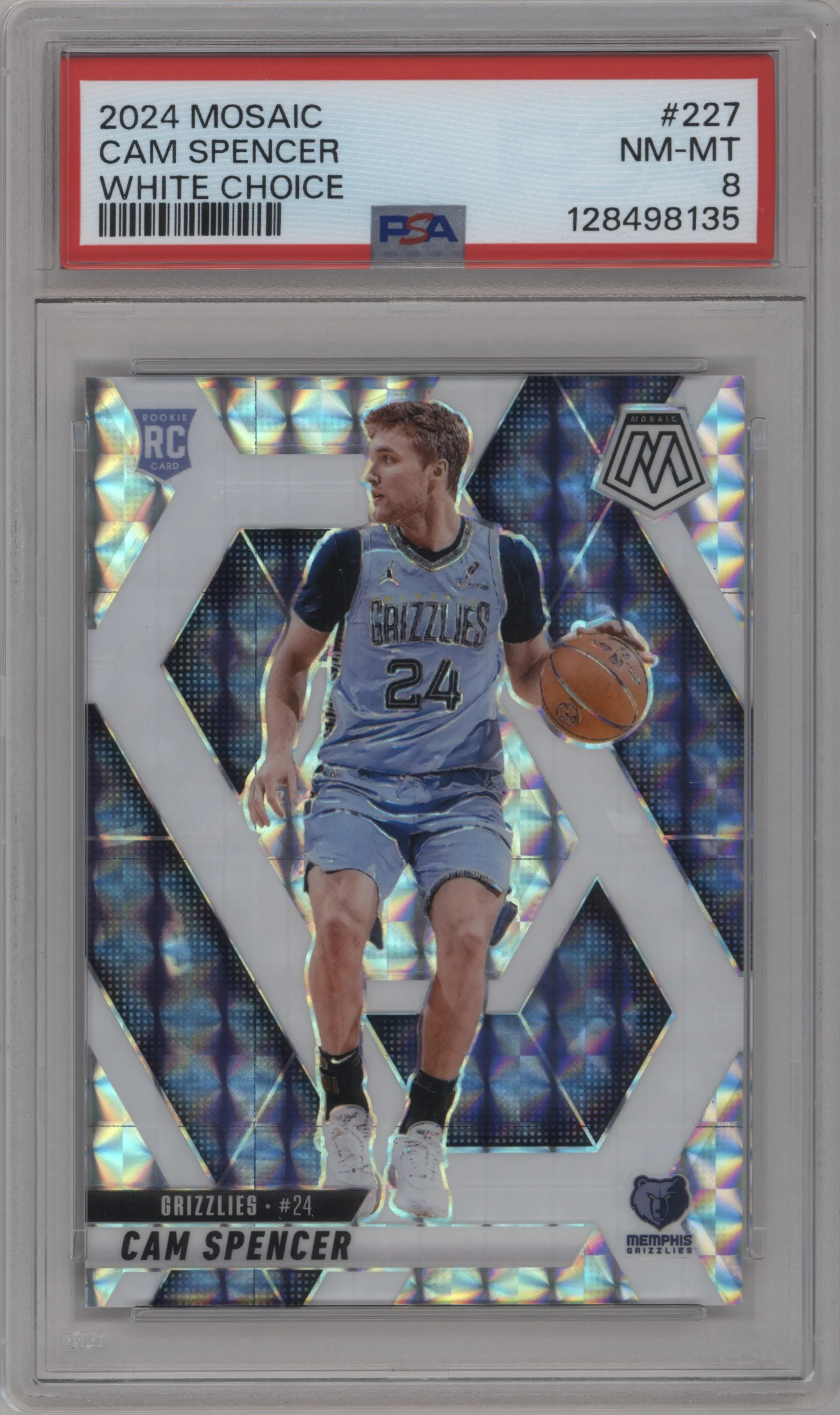 2024 Panini Mosaic Cam Spencer Choice White Mosaic PSA 8