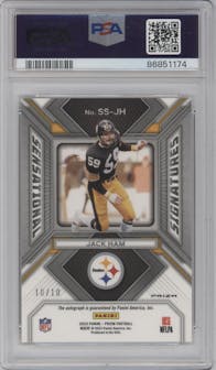 Jack Ham from the 2023 Panini Prizm set featuring a Gold Prizm parallel graded by PSA and given an overall grade of 10.