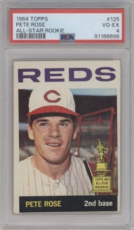 Pete Rose from the 1964 Topps set graded by PSA and given an overall grade of 4.