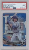 Bobby Witt Jr. from the 2022 Bowman’s Best   set featuring a Blue Refractor  parallel graded by PSA and given an overall grade of 9.