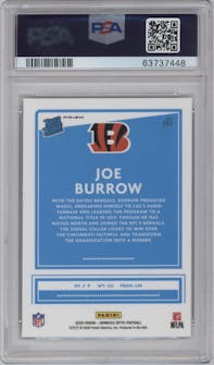Joe Burrow from the 2020 Panini Donruss Optic set featuring a Holo parallel graded by PSA and given an overall grade of 10.