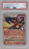 Charizard G LV. X from the 2009 Pokemon Platinum set graded by PSA and given an overall grade of 7.