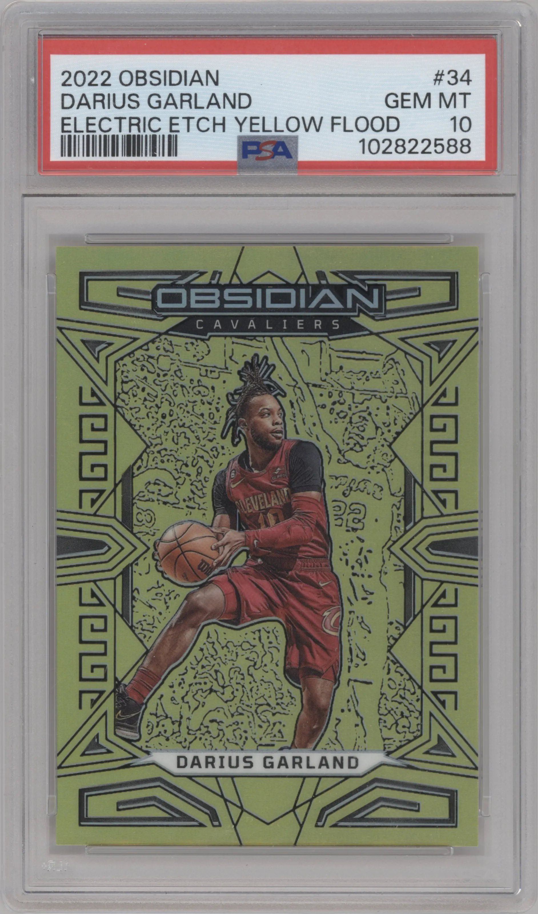 2022 Panini Obsidian Darius Garland Electric Etch Yellow Flood #34 PSA 10