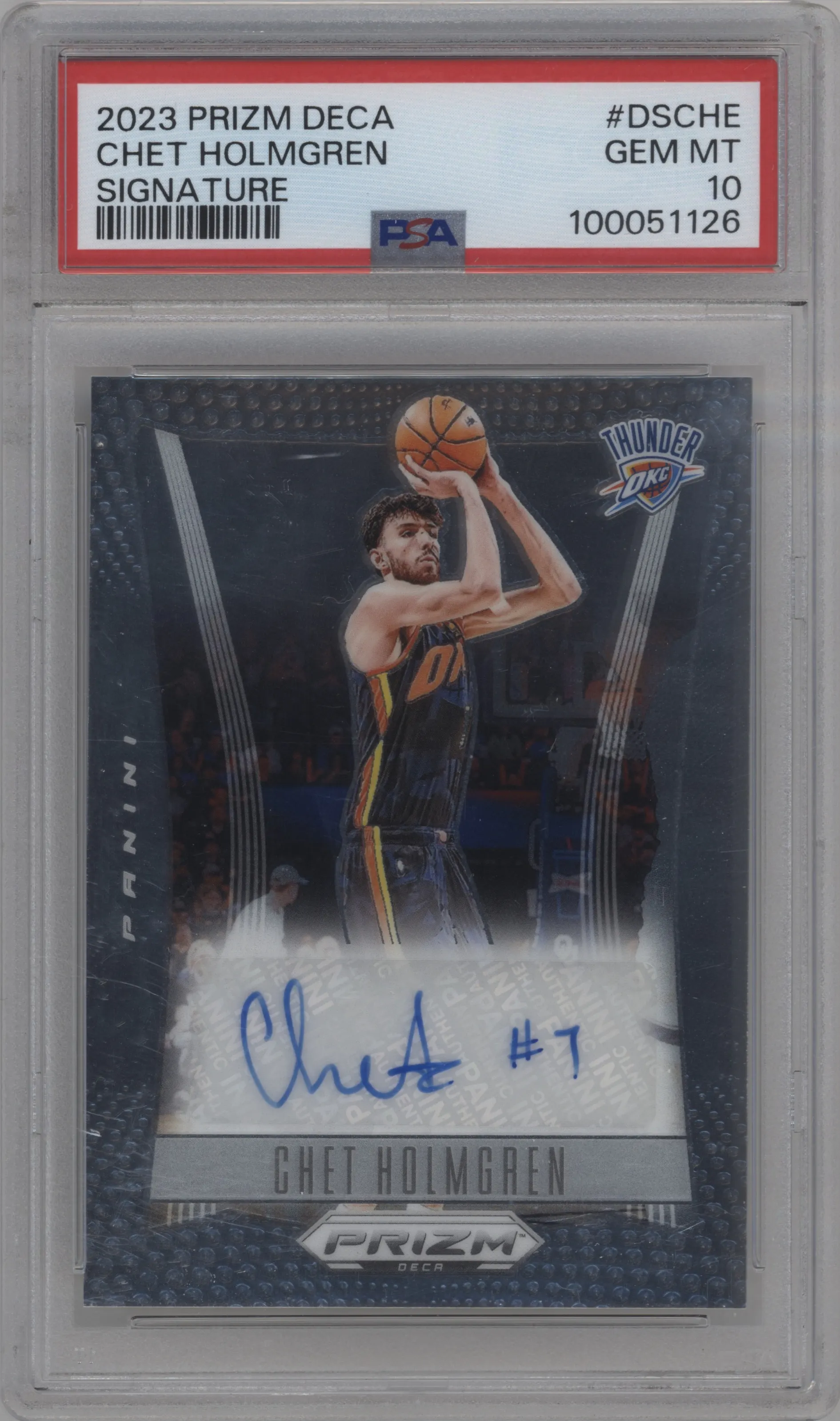 2023 Panini Prizm Deca Sig. Chet Holmgren PSA 10