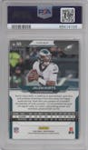 Jalen Hurts from the 2020 Panini Prizm set featuring a Lazer parallel graded by PSA and given an overall grade of 9.