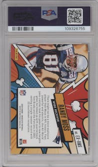 Randy Moss from the 2024 Panini Absolute set graded by PSA and given an overall grade of 10.