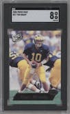 Tom Brady from the 2000 Press Pass set graded by SGC and given an overall grade of 8.