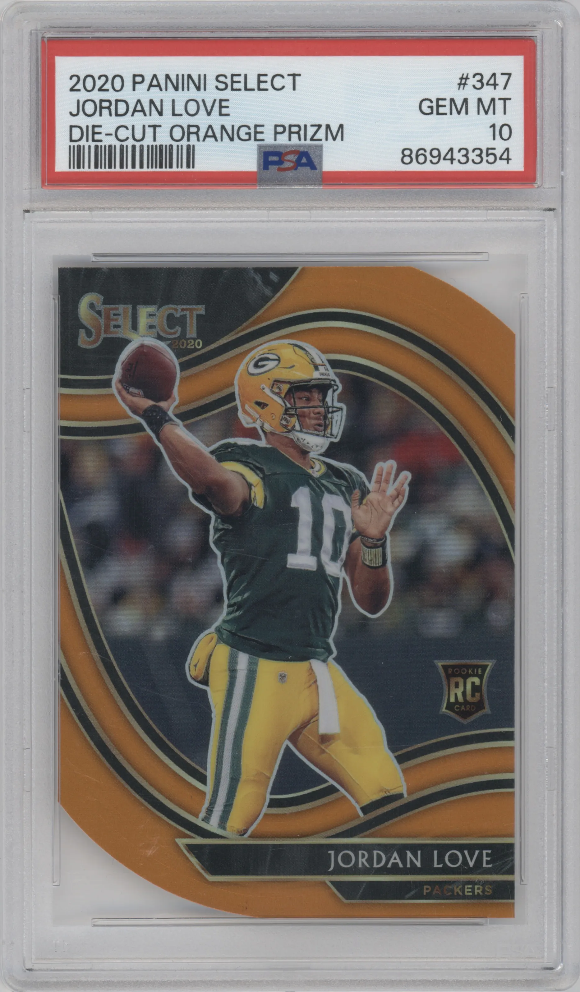 2020 Panini Select Field Lvl. Jordan Love Die-Cut Orange #347 PSA 10