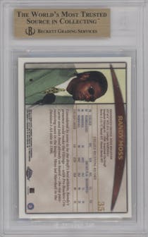 Randy Moss from the 1998 Topps Chrome set graded by Beckett and given an overall grade of 9.5.