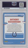Anthony Richardson from the 2023 Donruss Optic set featuring a Holo parallel graded by PSA and given an overall grade of 10.