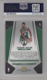 Jayson Tatum from the 2017-18 Panini Prizm  set featuring a Silver Prizm parallel graded by PSA and given an overall grade of 10.