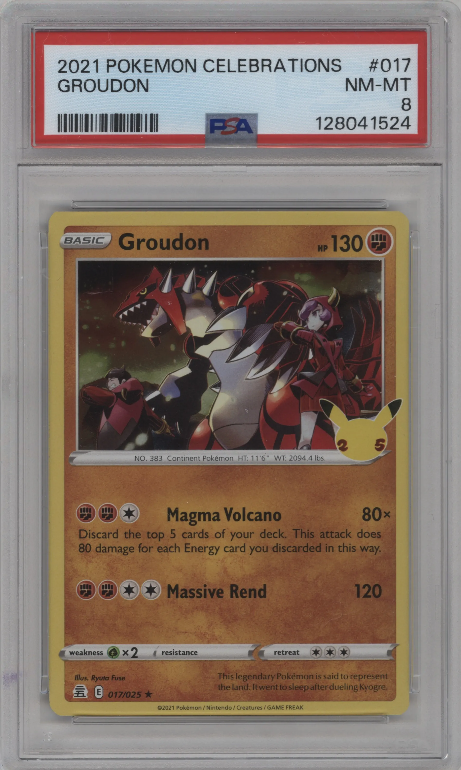 2021 Pokemon SWSH Celebrations Groudon #017 PSA 8