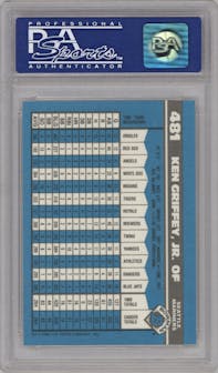 Ken Griffey Jr. from the 1990 Bowman Tiffany set graded by PSA and given an overall grade of 9.
