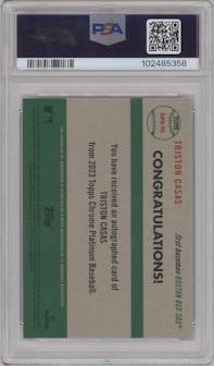 Triston Casas from the 2023 Topps Chrome Platinum Anniversary set graded by PSA and given an overall grade of 10.