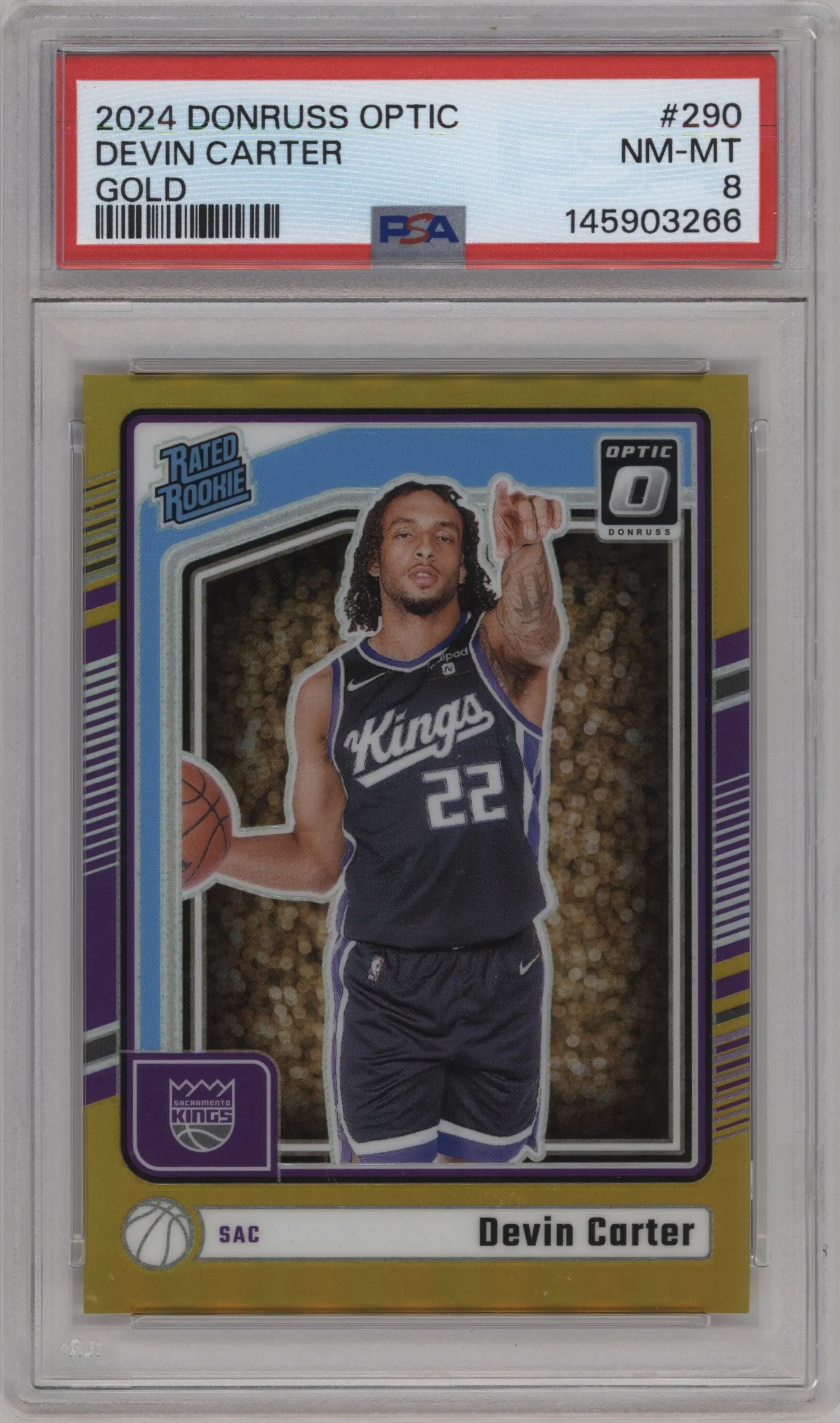 2024 Donruss Optic Rated Rookie Devin Carter Gold #290 PSA 8
