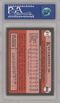 Ken Griffey Jr. from the 1989 Topps Traded set graded by PSA and given an overall grade of 8.