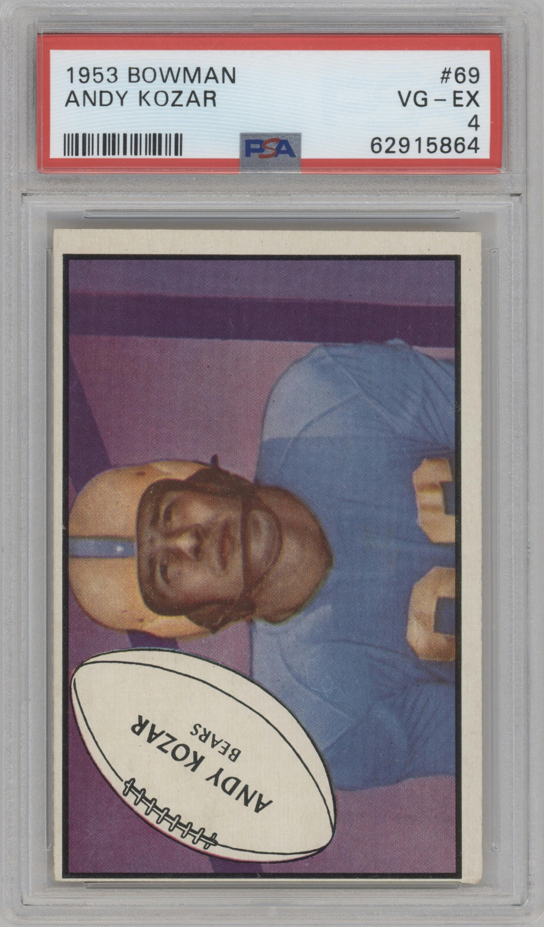 Andy Kozar from the 1953 Bowman set graded by PSA and given an overall grade of 4.