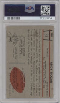 Andy Kozar from the 1953 Bowman set graded by PSA and given an overall grade of 4.
