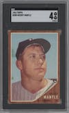Mickey Mantle from the 1962 Topps set graded by SGC and given an overall grade of 4.