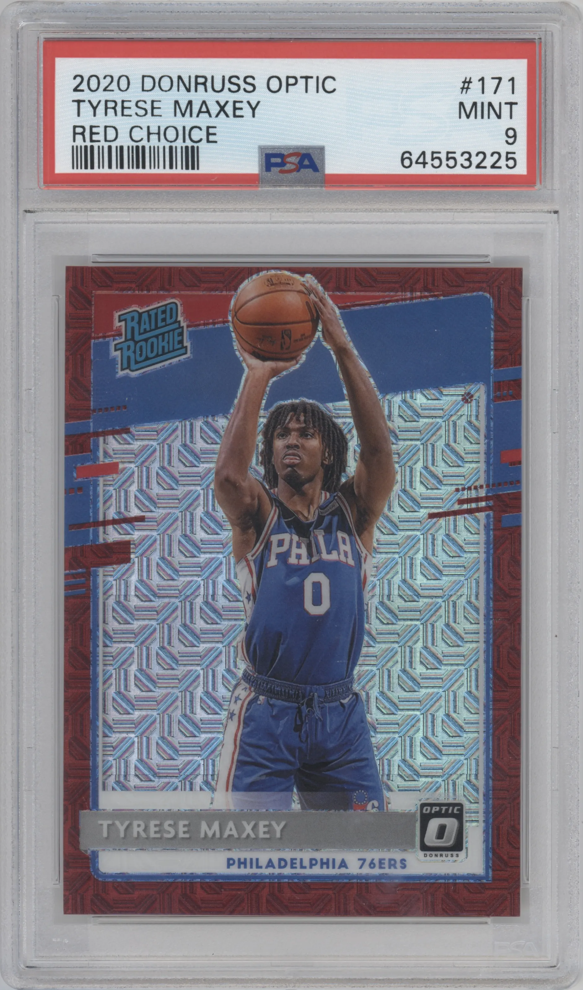 2020 Panini Donruss Optic Rated Rookie Tyrese Maxey Red Choice #171 PSA 9