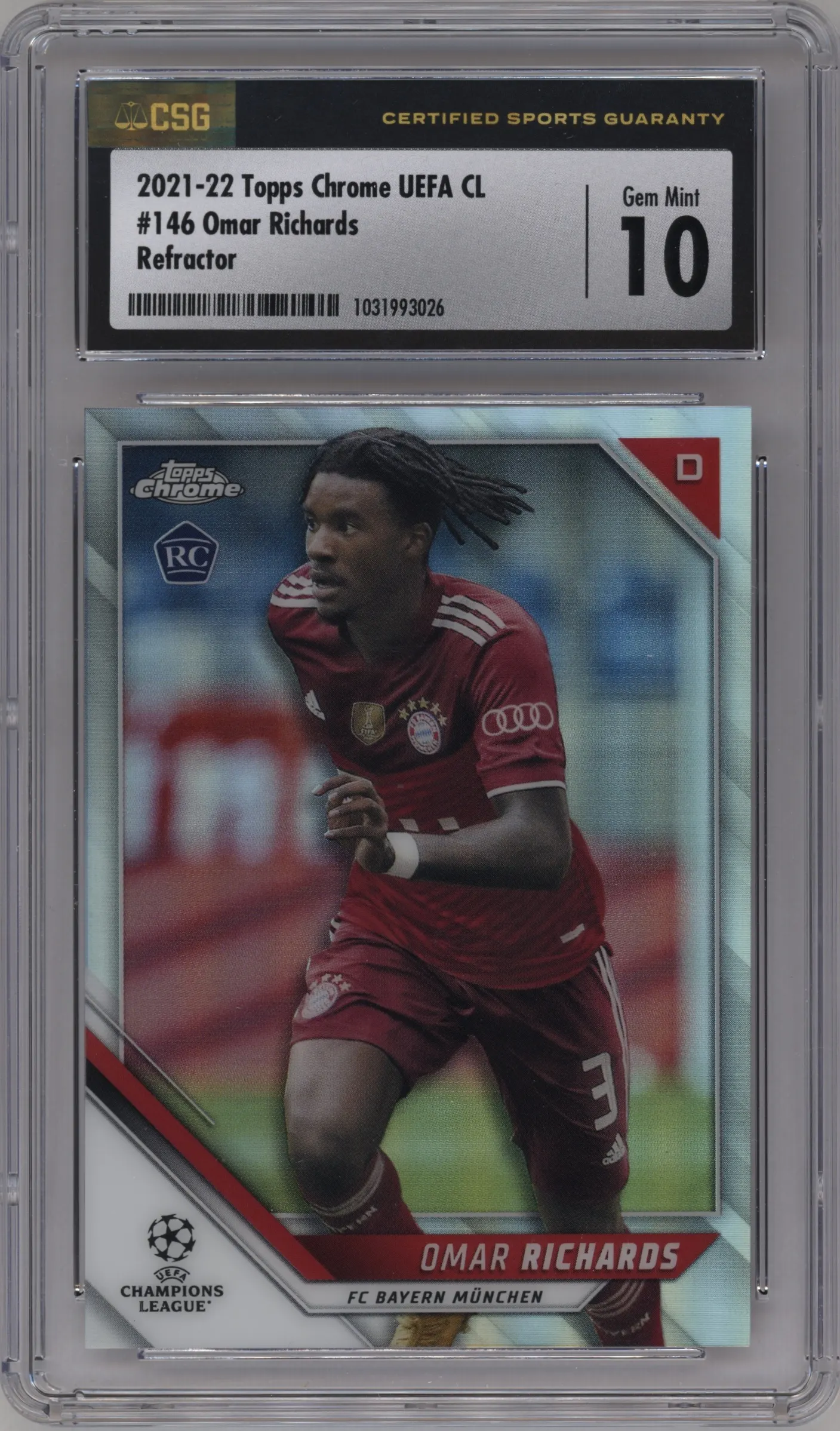 2021 Topps Chrome UEFA Champions League Omar Richards Refractor CGC 10