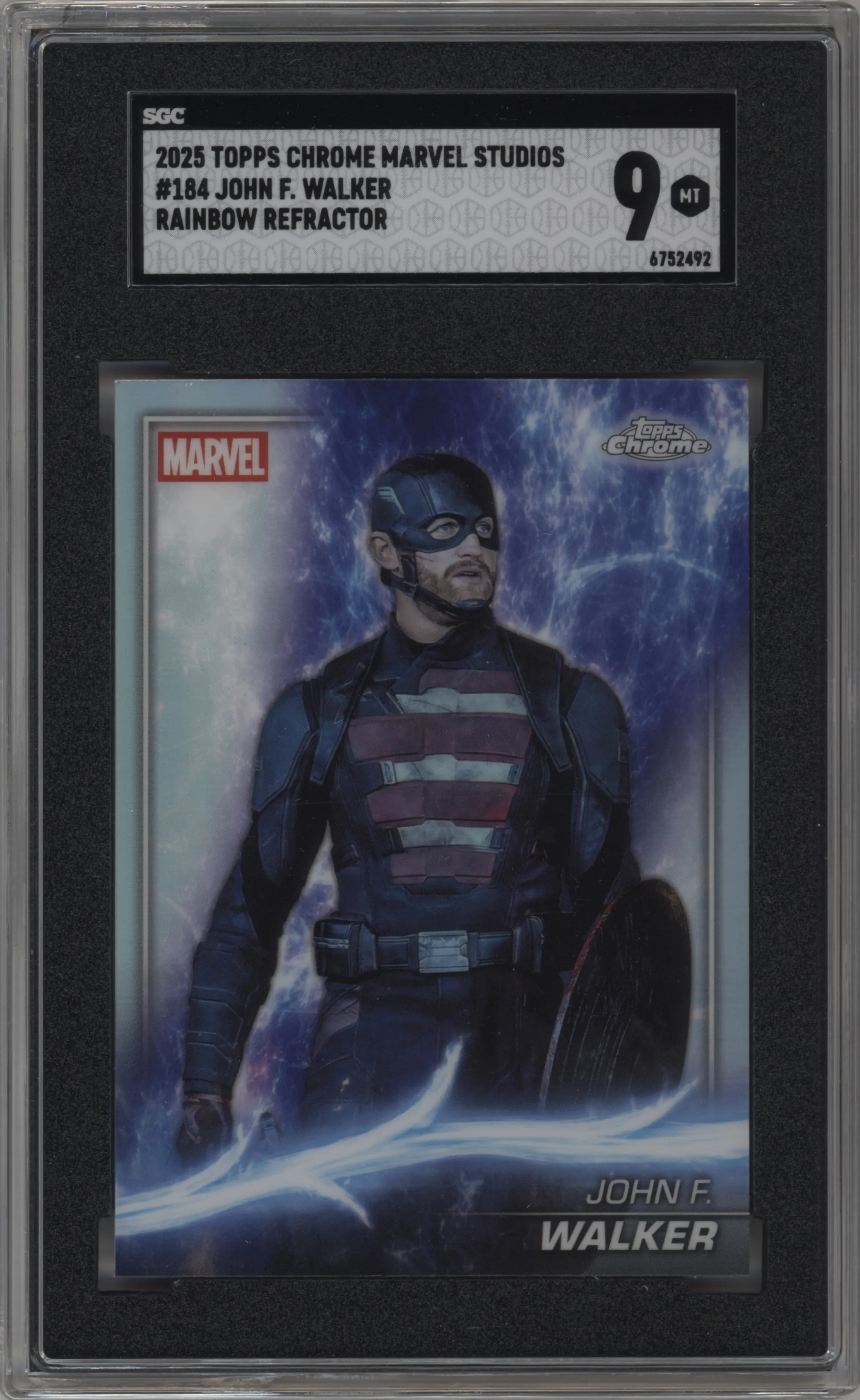 2025 Topps Chrome Marvel Studios John F. Walker Rainbow Refractor SGC 9