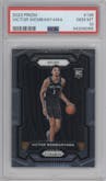 Victor Wembanyama from the 2023-24 Panini Prizm set graded by PSA and given an overall grade of 10.