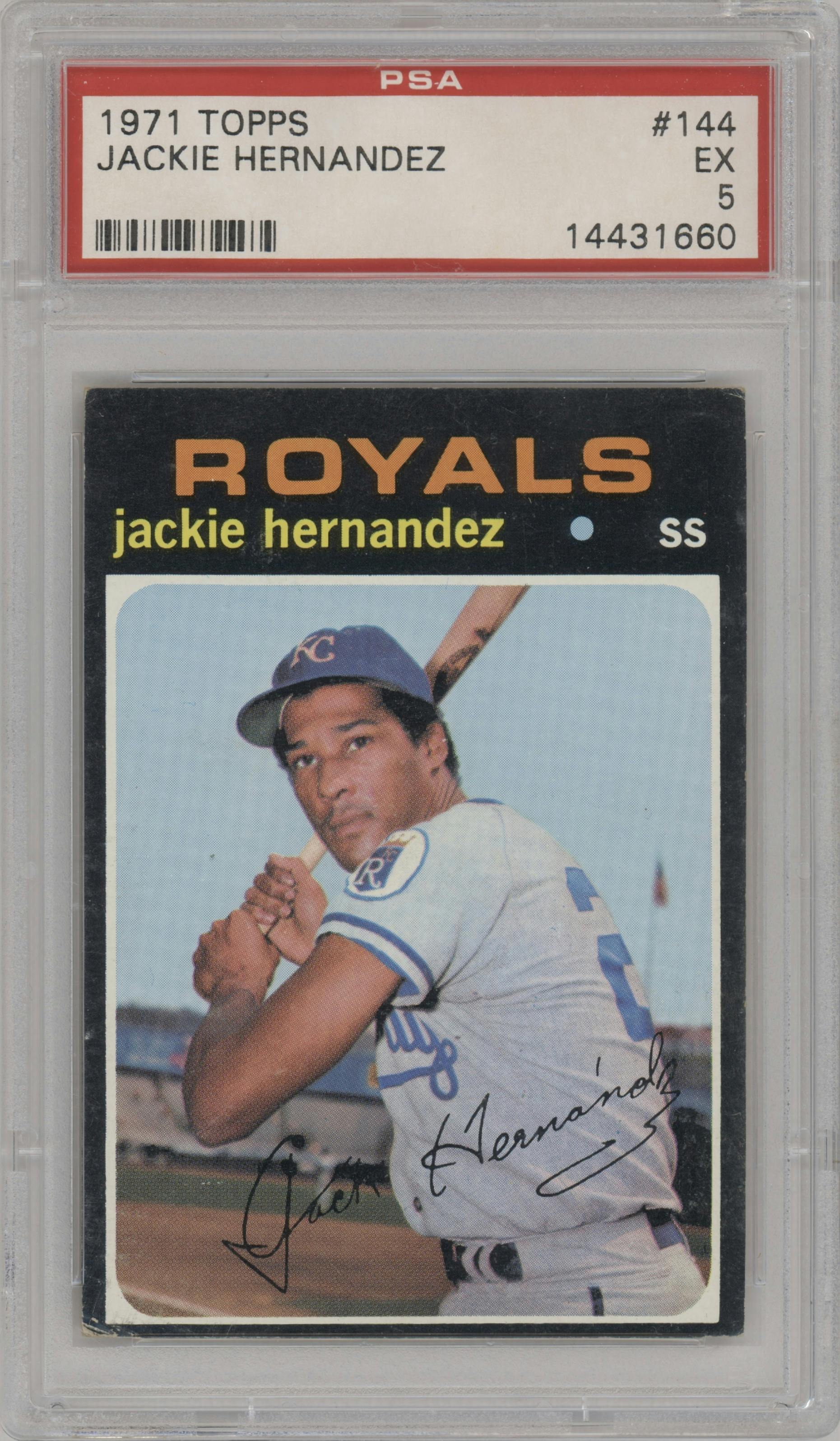 Jackie Hernandez from the 1971 Topps set graded by PSA and given an overall grade of 5.