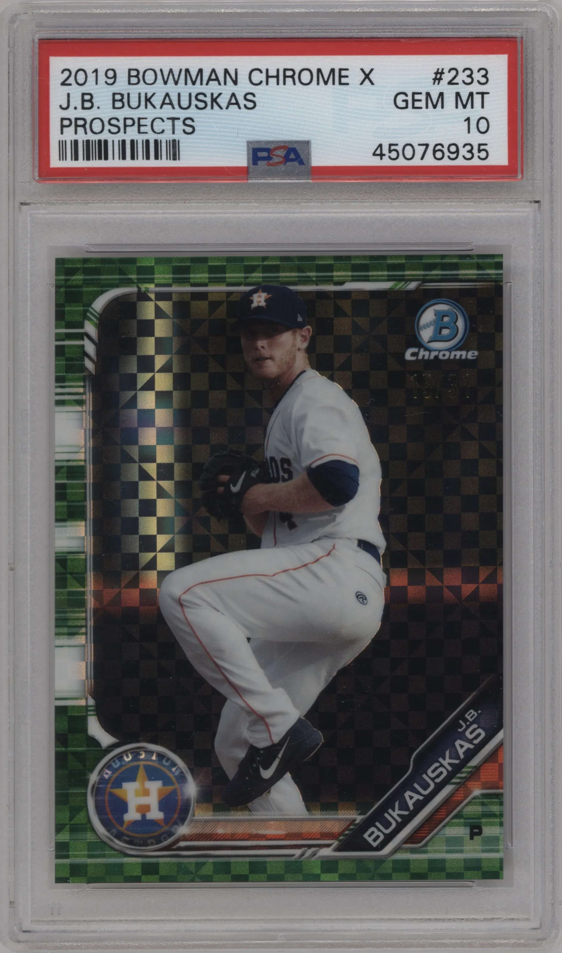 2019 Bowman Chrome Chr.Pros. J.B. Bukauskas Green X-Fractor #BCP-233 PSA 10