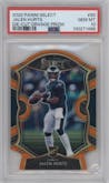 Jalen Hurts from the 2020 Panini Select set featuring a Die-Cut Orange parallel graded by PSA and given an overall grade of 10.