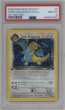 Dark Dragonite from the 2000 Pokemon set graded by PSA and given an overall grade of 8.