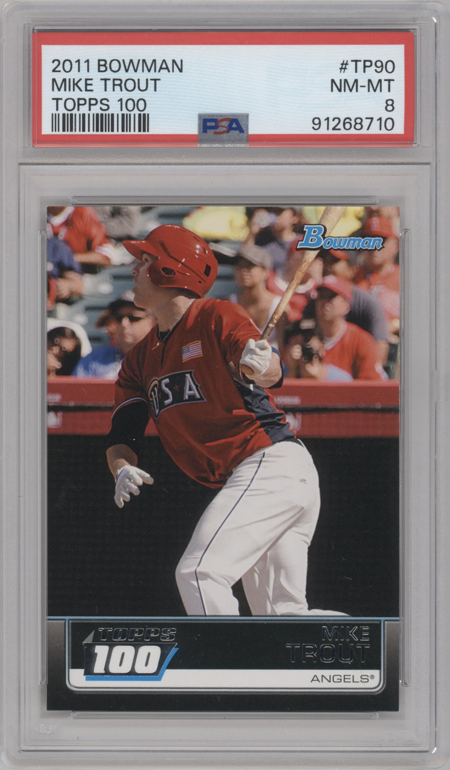2011 Bowman Topps 100 Mike Trout #TP90 PSA 8