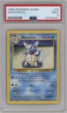 Wartortle from the 1999 Pokemon set graded by PSA and given an overall grade of 9.