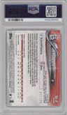 Jack Flaherty from the 2018 Topps Chrome set featuring a Blue Wave Refractor parallel graded by PSA and given an overall grade of 10.