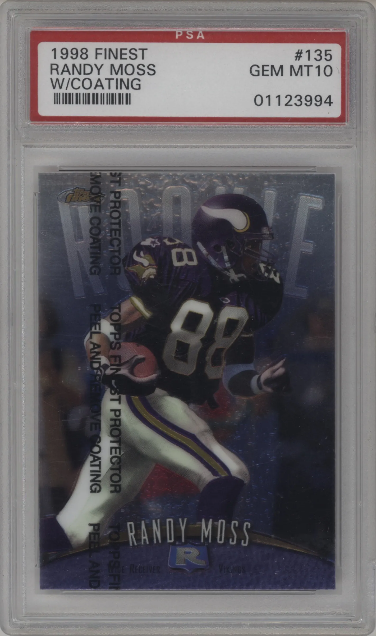 1998 Topps Finest Randy Moss W/ Coating #135 PSA 10