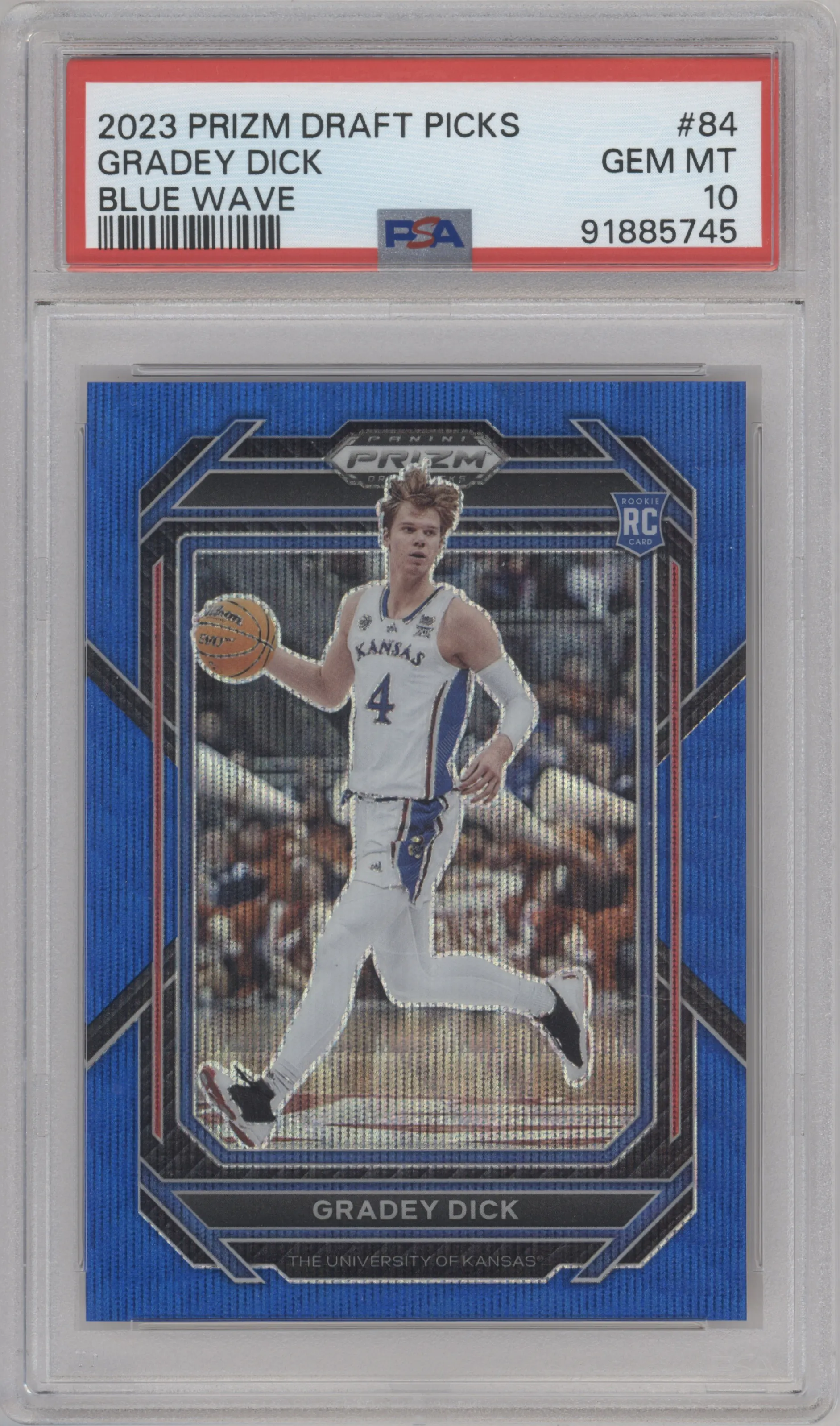 2023 Panini Prizm Draft Picks Gradey Dick Blue Wave #84 PSA 10