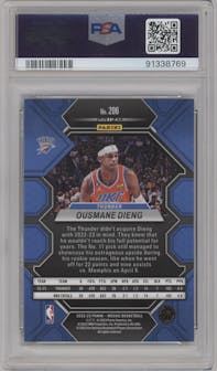 Ousmane Dieng from the 2022-23 Panini Mosaic set featuring a Genesis parallel graded by PSA and given an overall grade of 10.