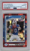 Keon Coleman  from the 2024 Donruss set featuring a Red Pandora parallel graded by PSA and given an overall grade of 10.